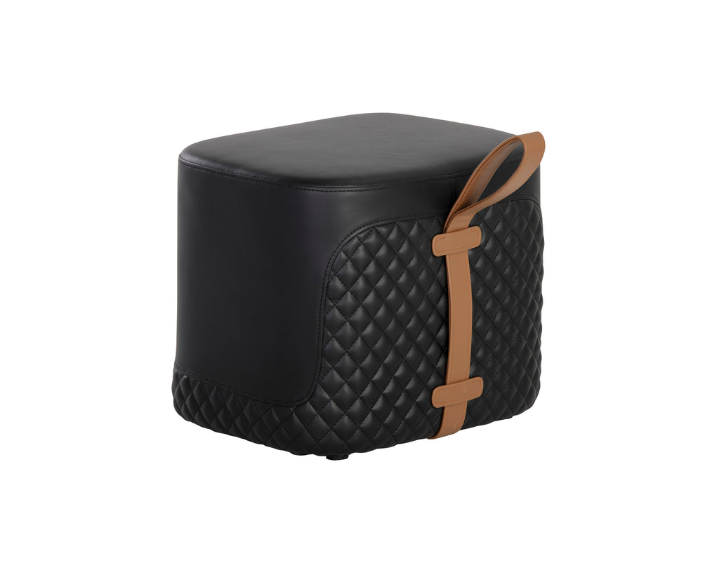 Axio Ottoman - Napa Black / Napa Cognac | Sunpan Furniture - 106070