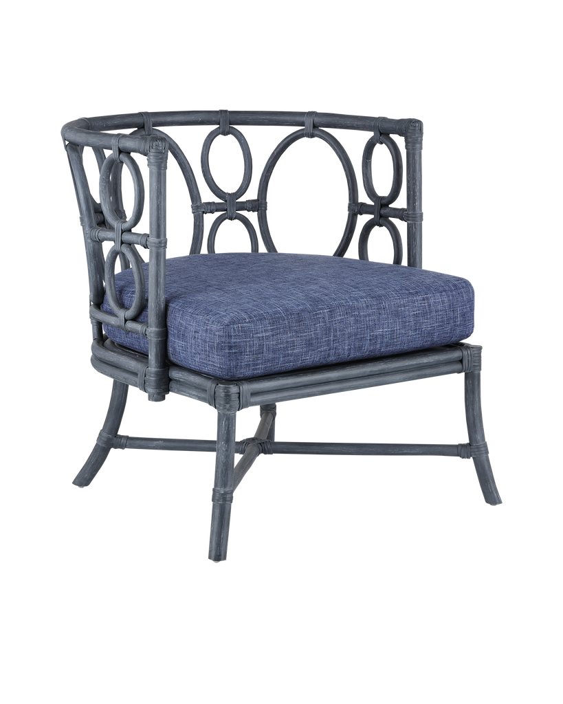 Currey & Co Tegal Navy Chair, Finn Indigo | 7000-0622