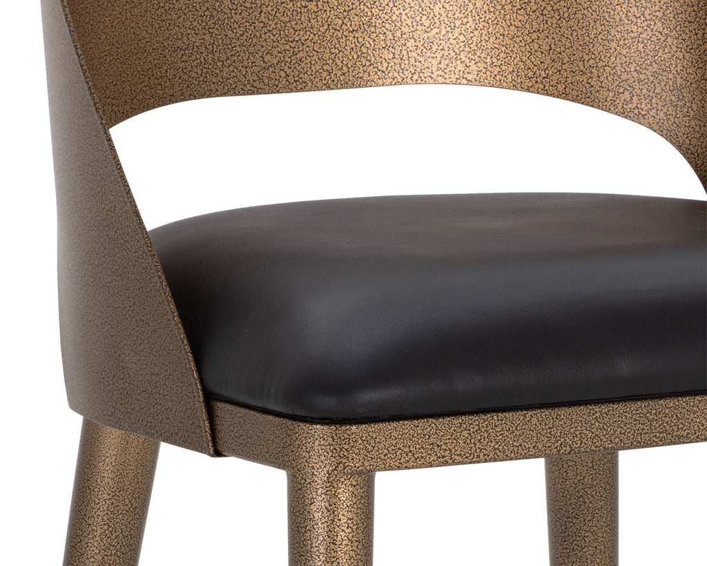 Dezirae Counter Stool - Antique Brass - Charcoal Black Leather | Sunpan Furniture - 111047