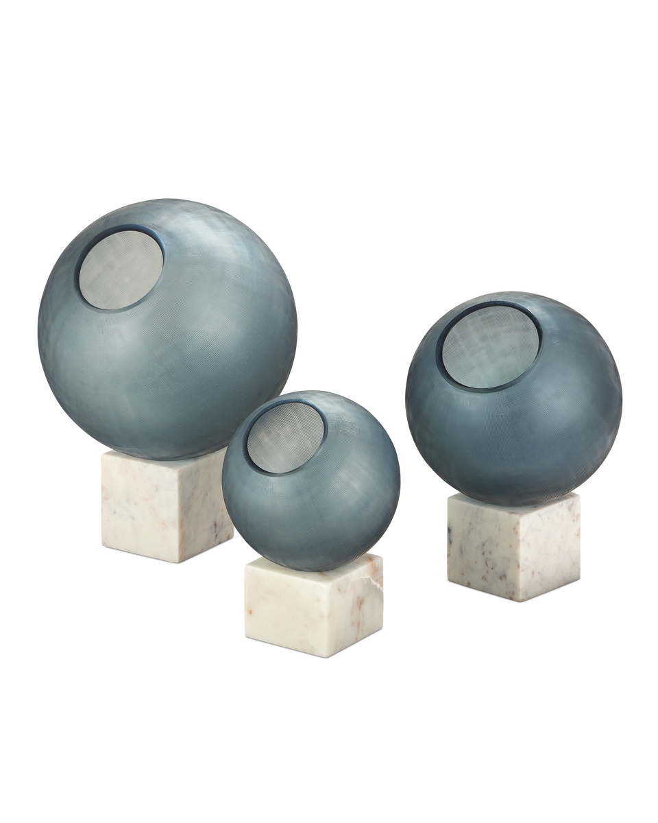 Currey & Co Fresno Blue Orb Set of 3 | 1200-0900