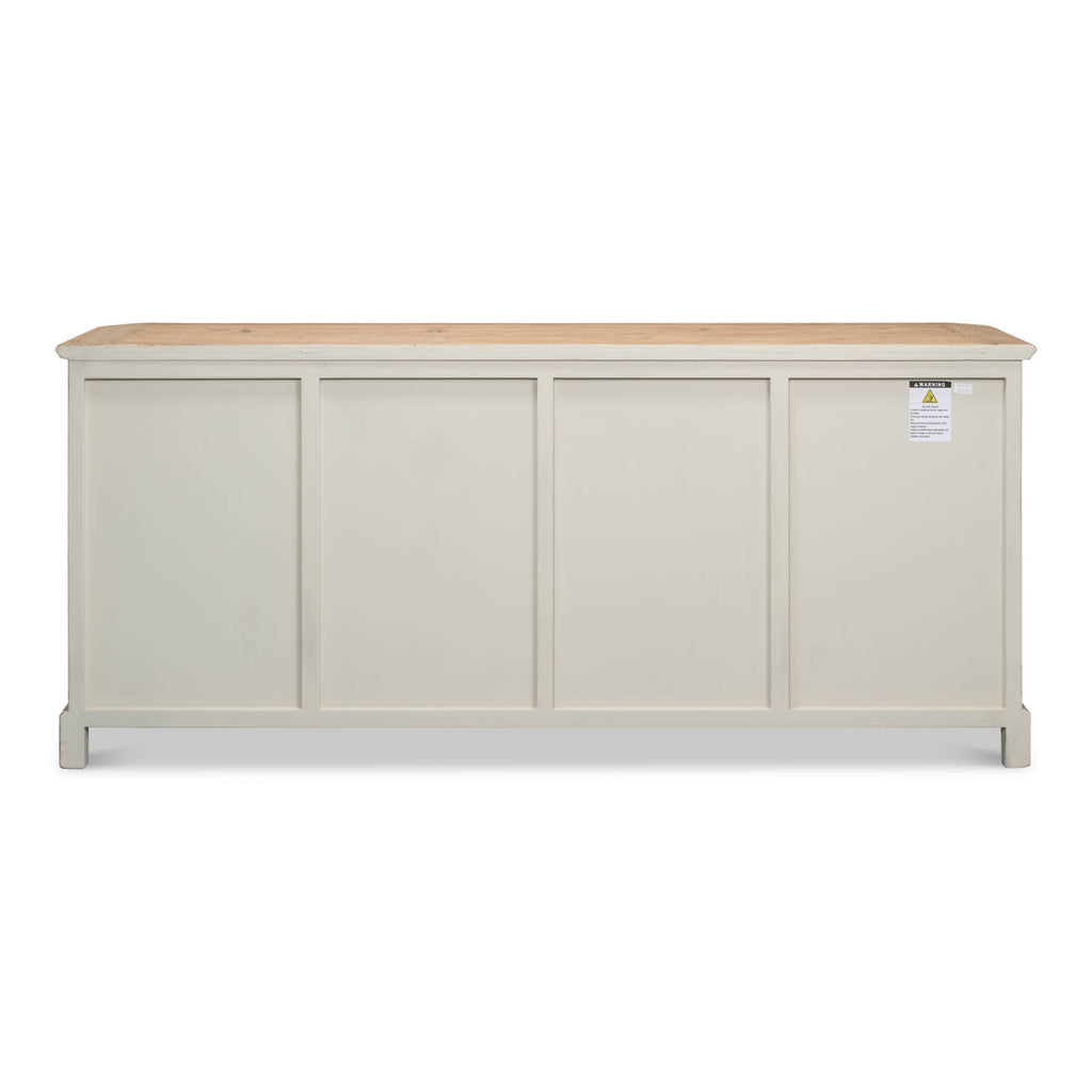 Antique Whitewash Sideboard 4 Door | Sarreid Ltd - 40116