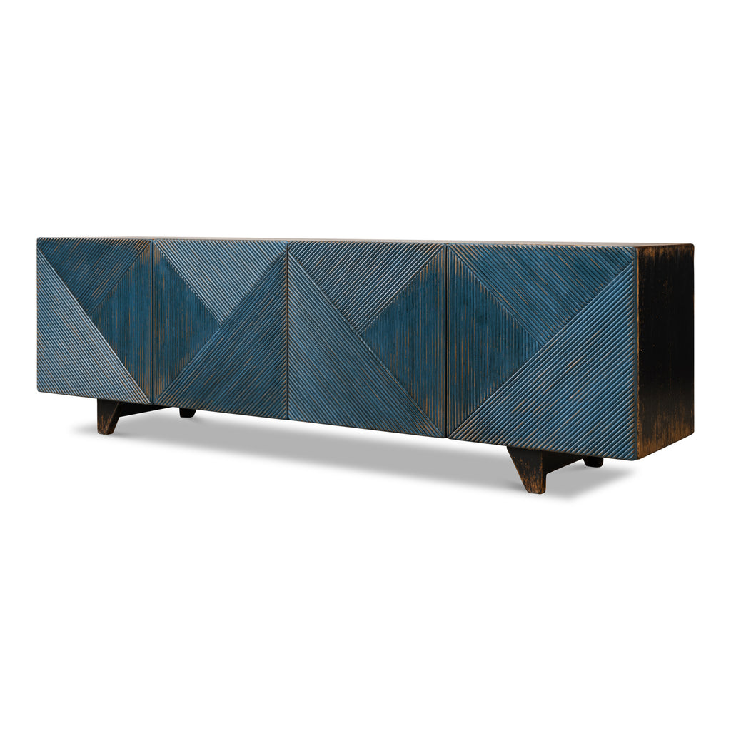 Low Wall Console For Tv Blue | Sarreid - 40373