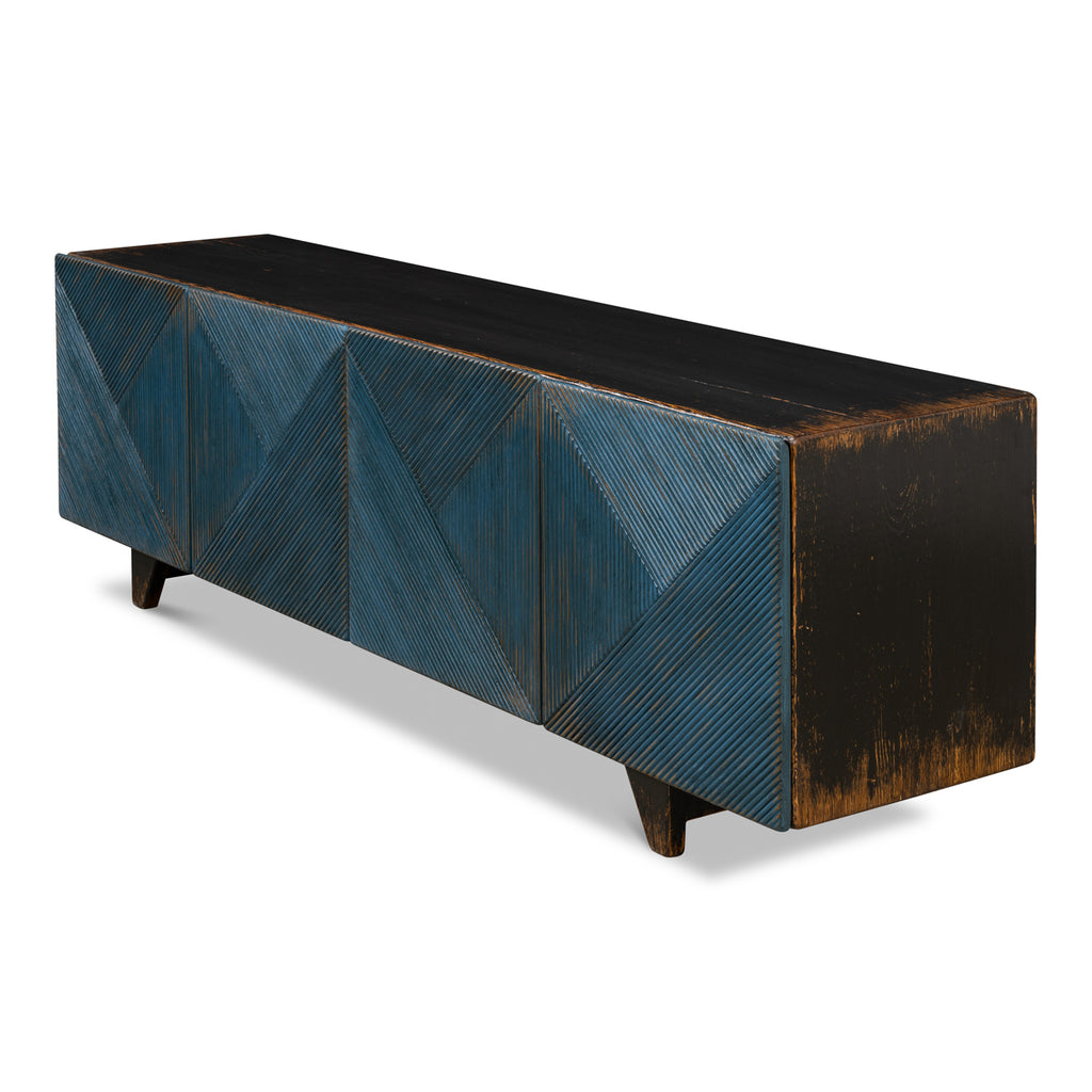 Low Wall Console For Tv Blue | Sarreid - 40373