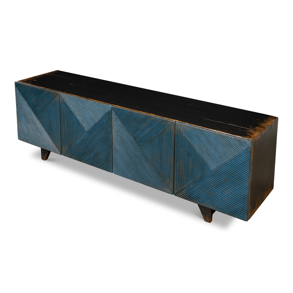 Low Wall Console For Tv Blue | Sarreid - 40373