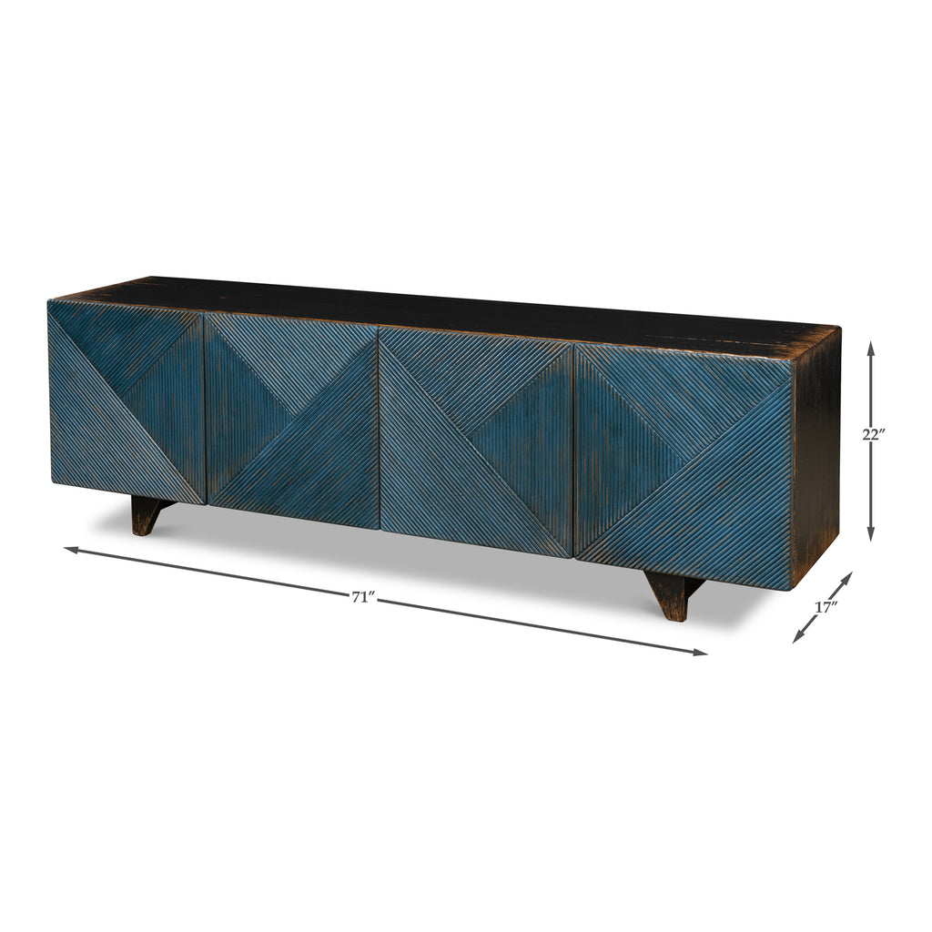 Low Wall Console For Tv Blue | Sarreid - 40373