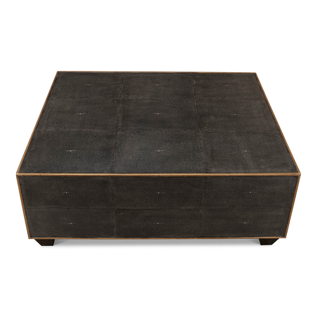 Grey Leather Shagreen Cocktail Table | Sarreid Ltd - 40471