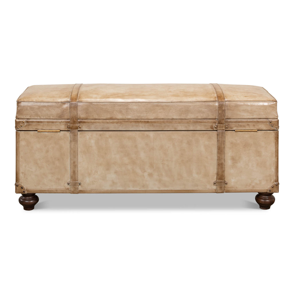 Leather Trunk/Bench Pearl Leather | Sarreid Ltd - 40512