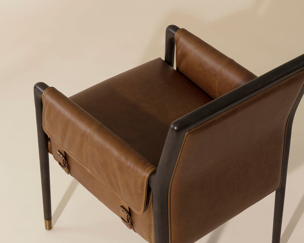 Mauti Dining Armchair - Brown - Shalimar Tobacco Leather | Sunpan Furniture - 111655