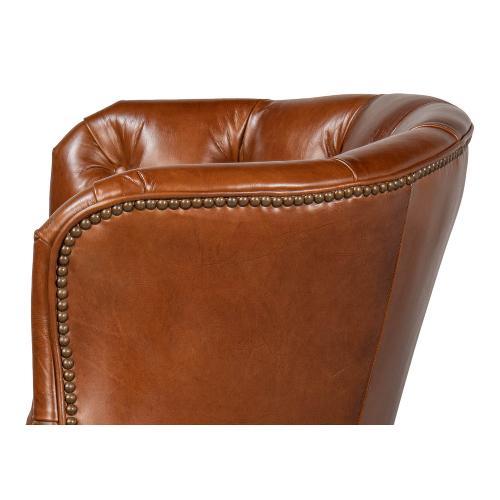 Welsh Leather Chair Vintage Havana | Sarreid Ltd - 40872