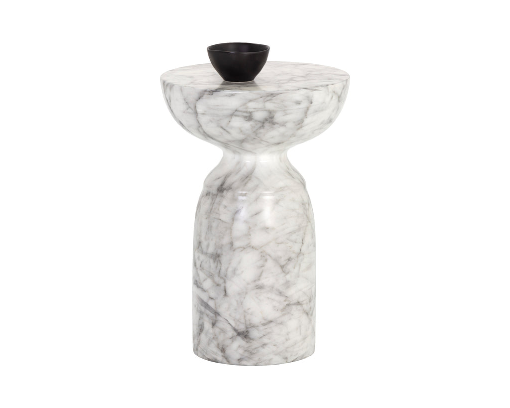 Goya End Table - Marble Look - White | Sunpan Furniture - 106284