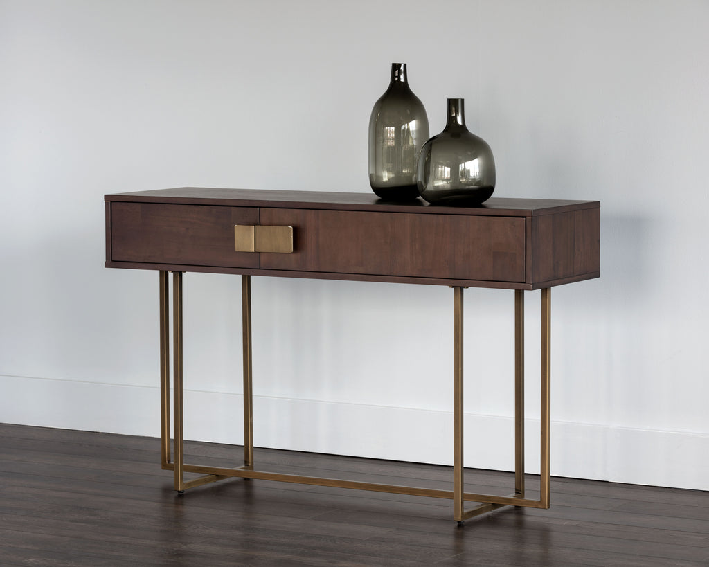 Jade Console Table - Antique Brass - Dark Mango | Sunpan Furniture - 102984