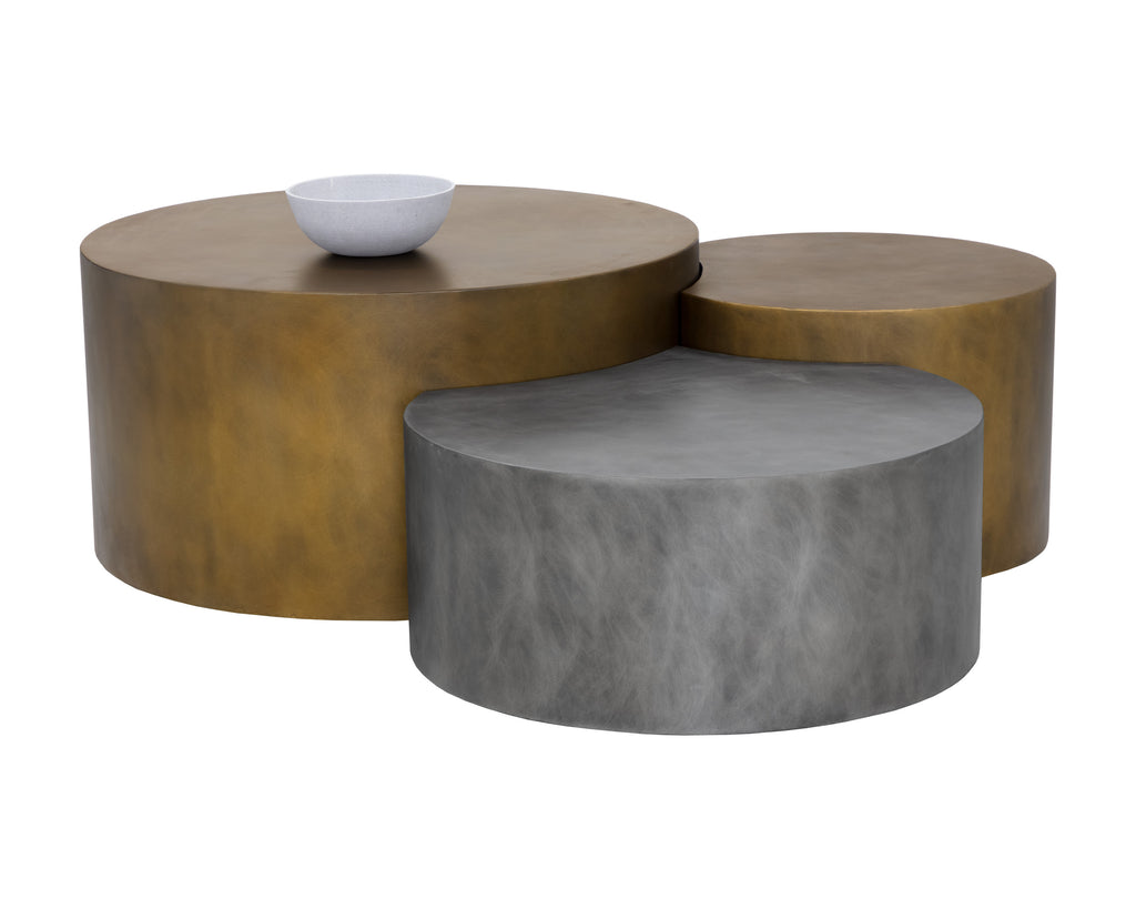 Neo Coffee Tables (Set Of 3) - Antique Brass | Sunpan Furniture - 108210