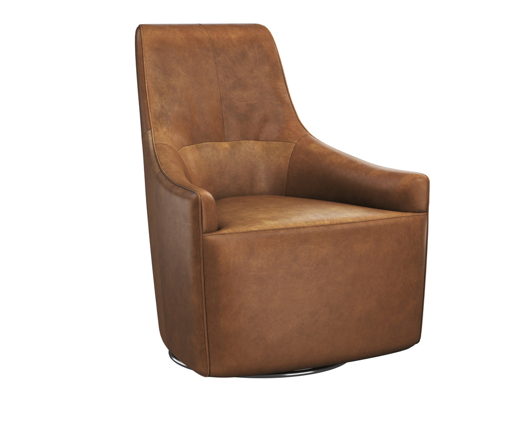 Carmine Swivel Lounge Chair - Cognac Leather | Sunpan Furniture - 111264