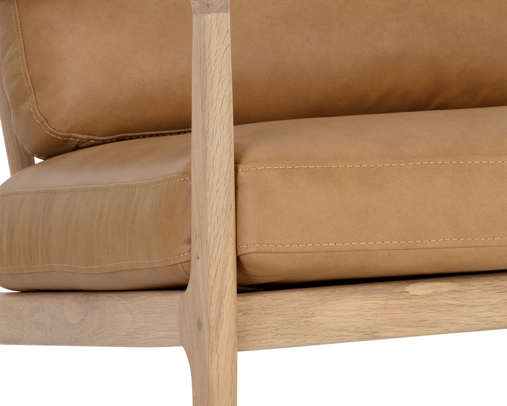 Gilmore Lounge Chair - Light Oak - Sahara Camel Leather | Sunpan Furniture - 111061