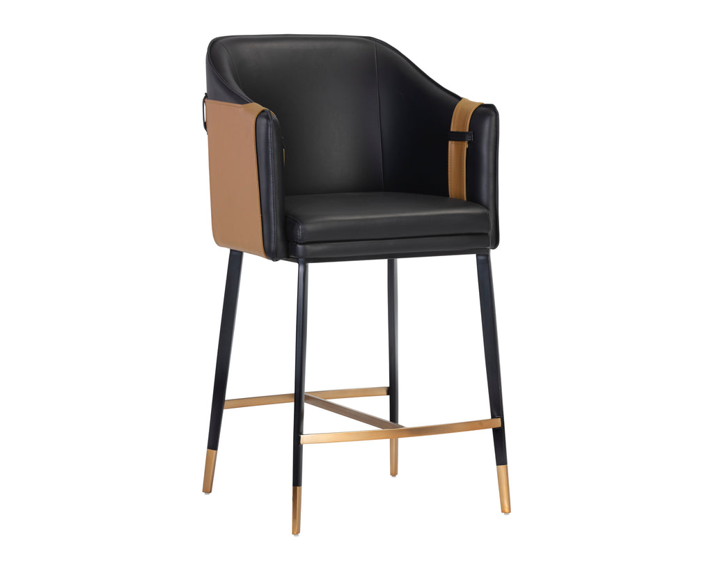 Carter Counter Stool - Napa Black / Napa Cognac | Sunpan Furniture - 106684