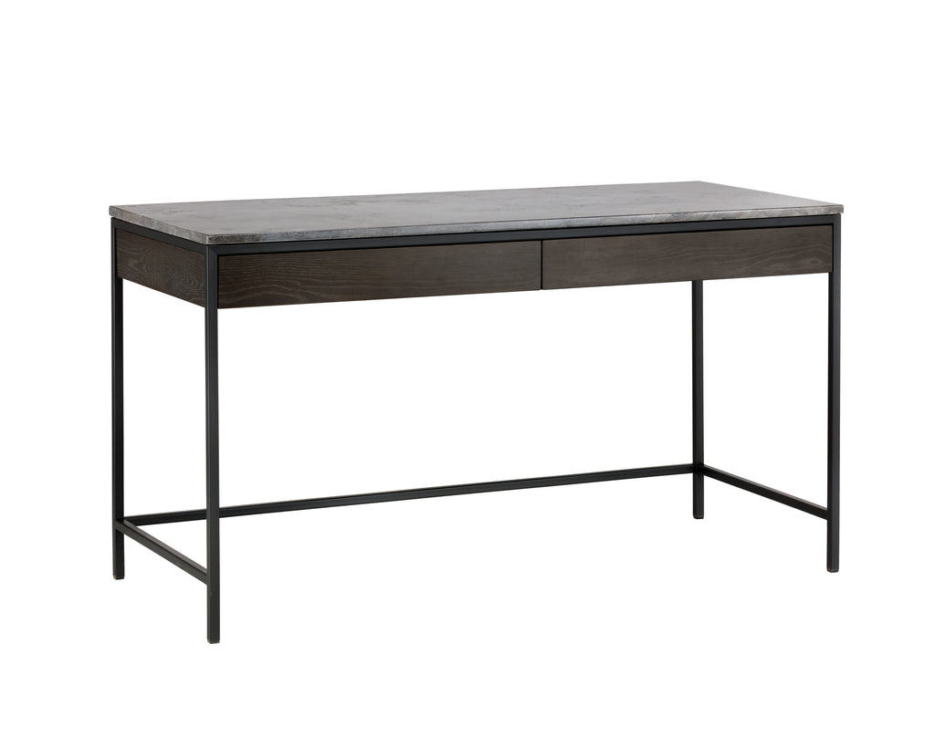 Stamos Desk - Black - Grey Marble / Charcoal Grey | Sunpan Furniture - 104634