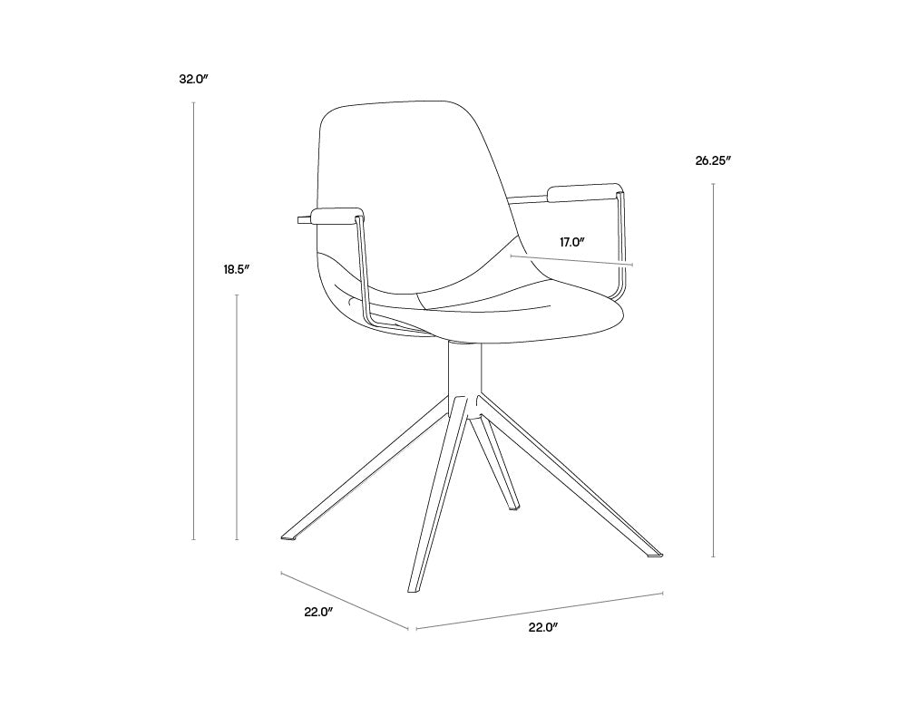 Cassius Swivel Dining Armchair - Abbington Black / Bravo Black | Sunpan Furniture - 105614