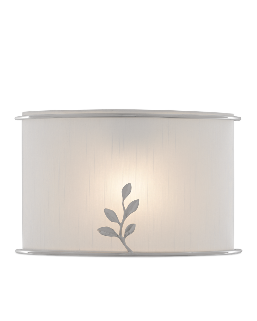 Driscoll Nickel Wall Sconce, White Shade | Currey & Co - 5900-0027