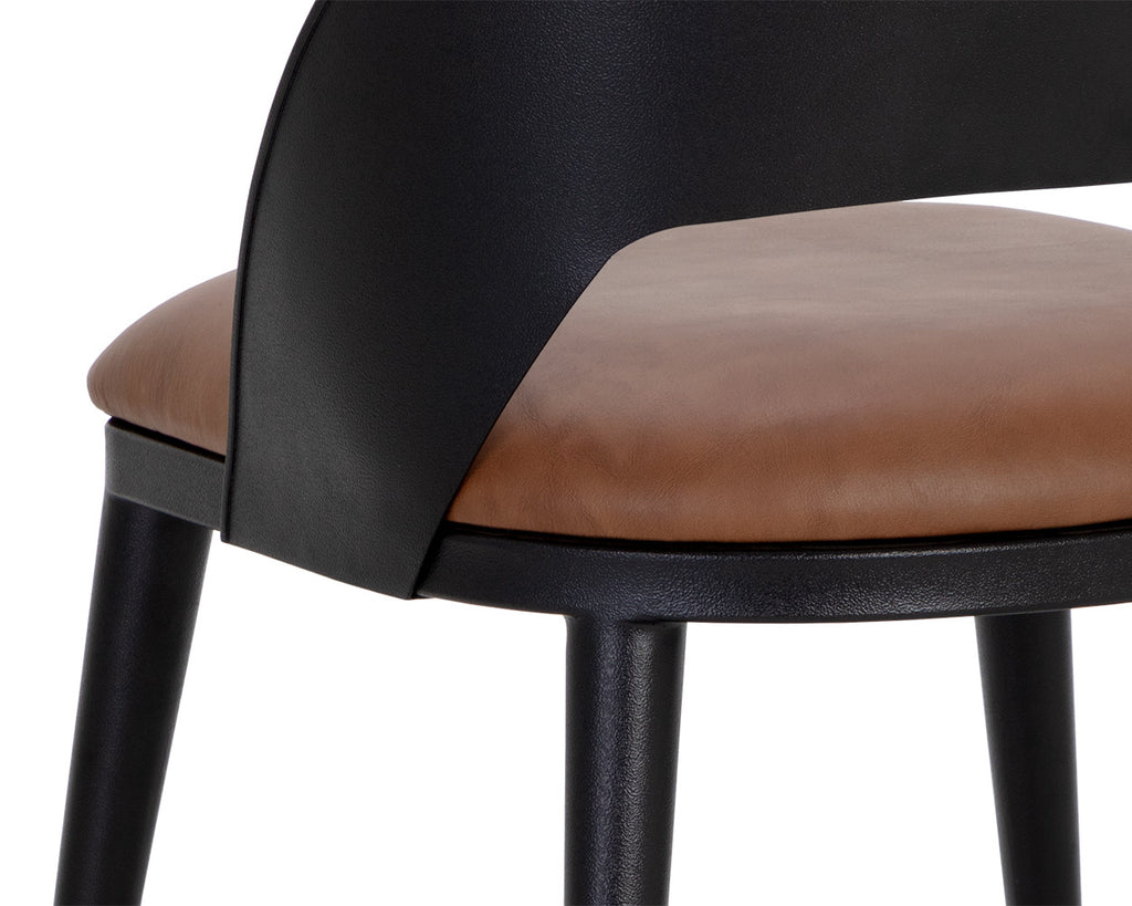 Dezirae Dining Chair - Black - Cognac Leather | Sunpan Furniture - 111040