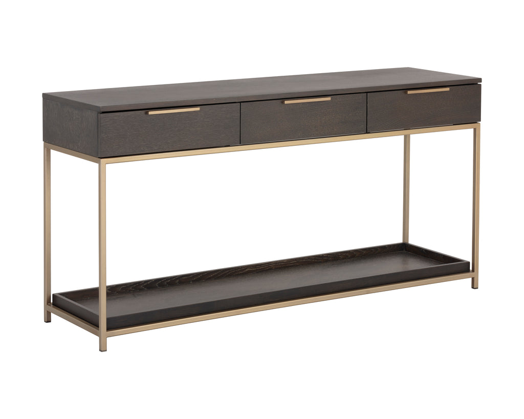 Rebel Console Table With Drawers  - Gold - Charcoal Grey | Sunpan Furniture - 105889