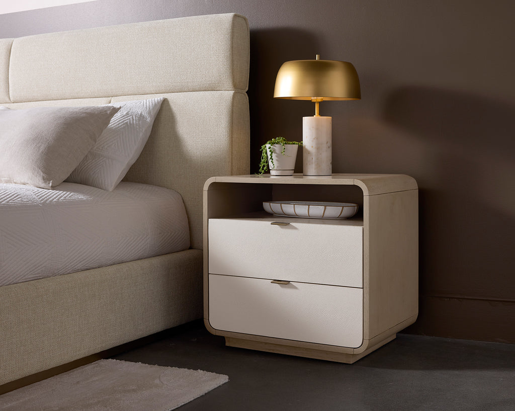 Kayden Nightstand - Oyster Shagreen | Sunpan Furniture - 107821