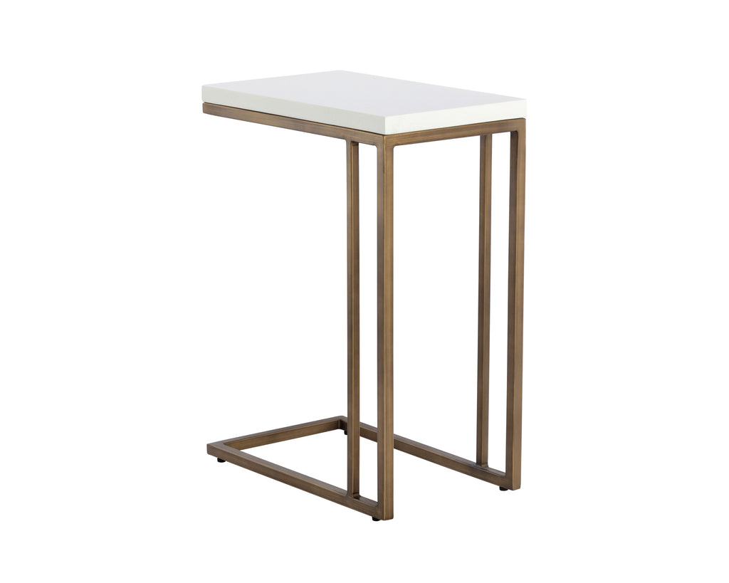 Sawyer End Table - Antique Brass - White | Sunpan Furniture - 108115