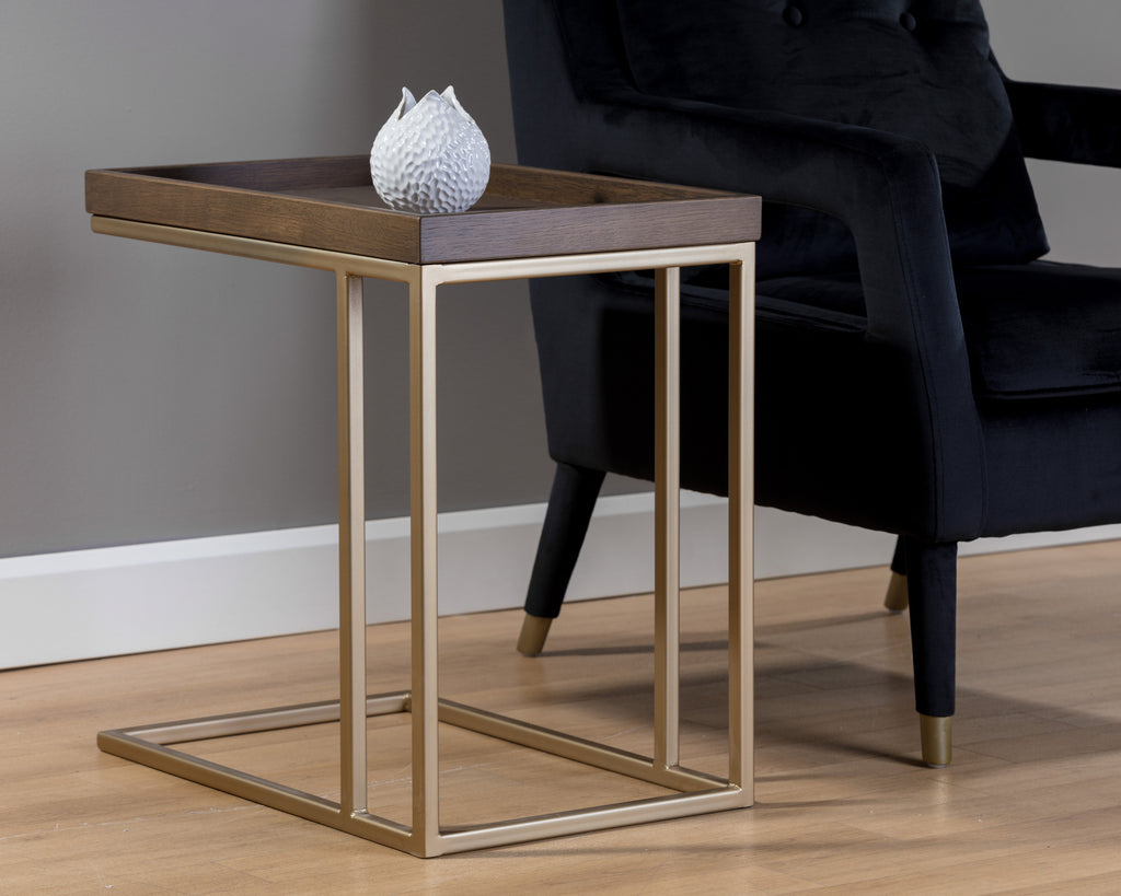 Arden C-Shaped Side Table - Gold - Raw Umber | Sunpan Furniture - 105235