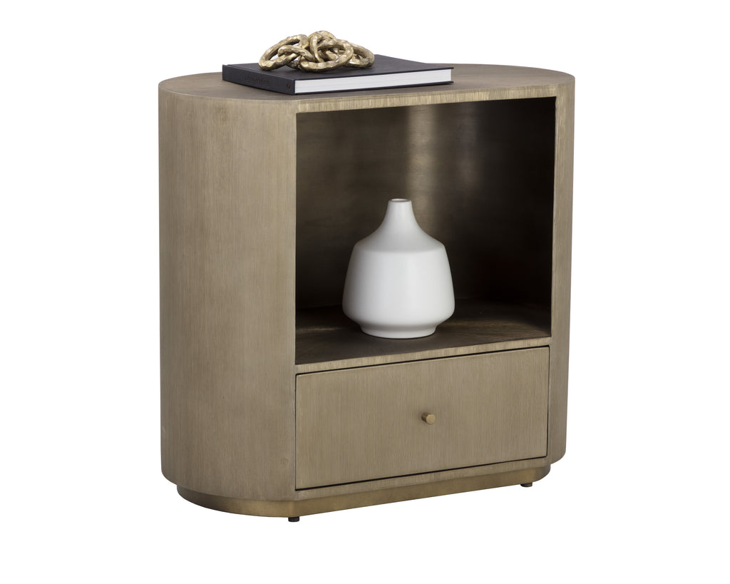 Siena Nightstand - Oval - Antique Brass | Sunpan Furniture - 110364