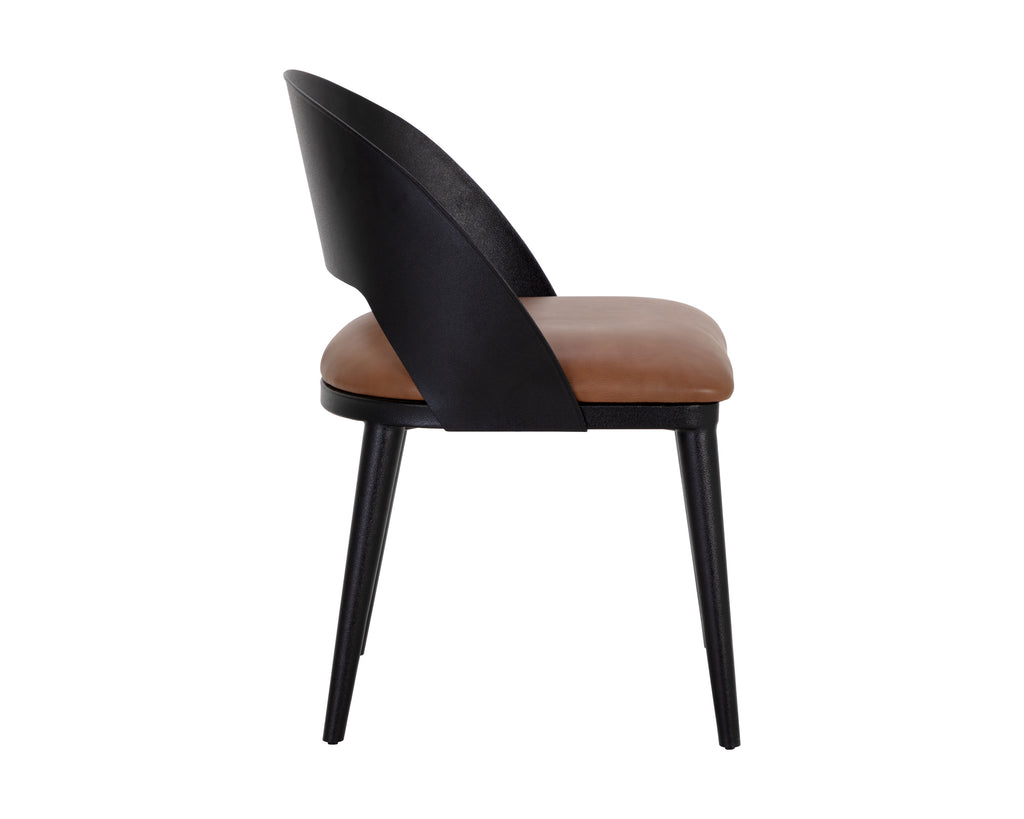 Dezirae Dining Chair - Black - Cognac Leather | Sunpan Furniture - 111040