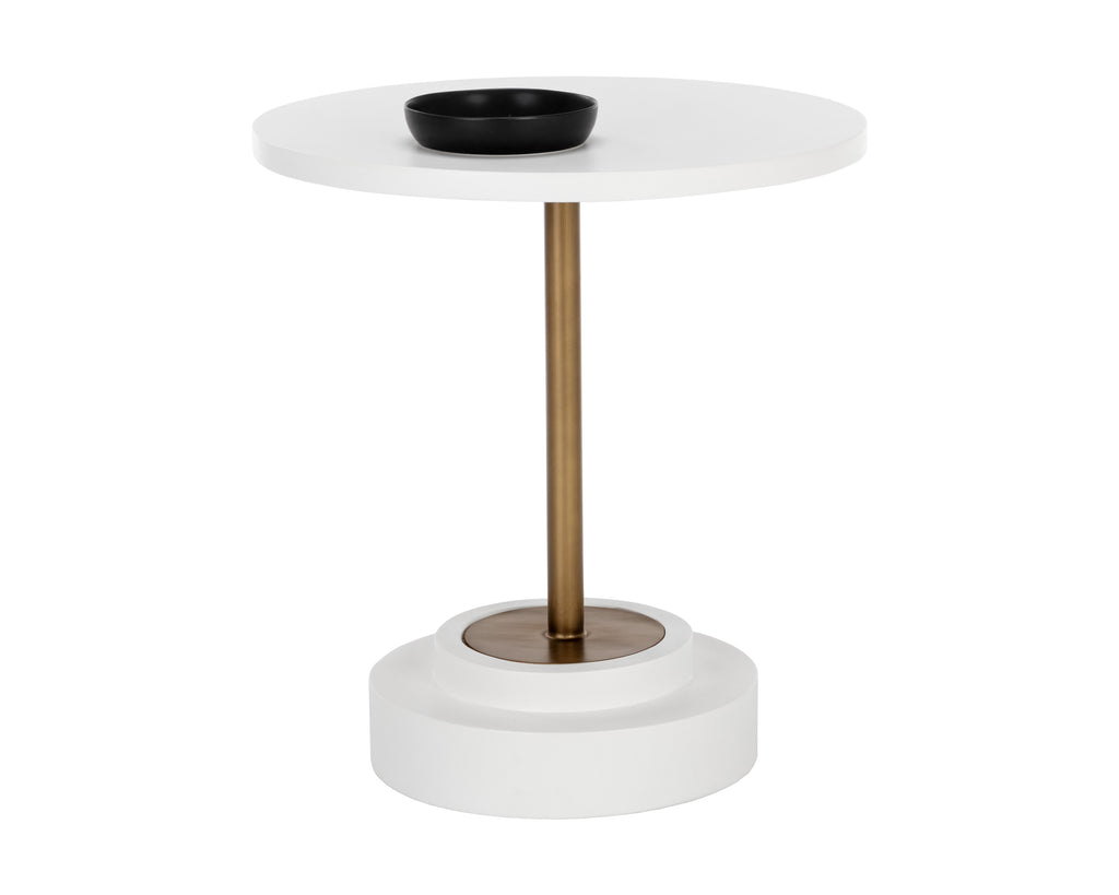 Marlowe Bistro Table - Antique Brass - White - 27.5" | Sunpan Furniture - 108117