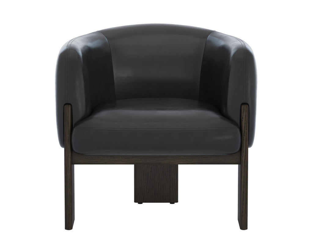 Trine Lounge Chair - Dark Brown - Vintage Black Night Leather | Sunpan Furniture - 111408