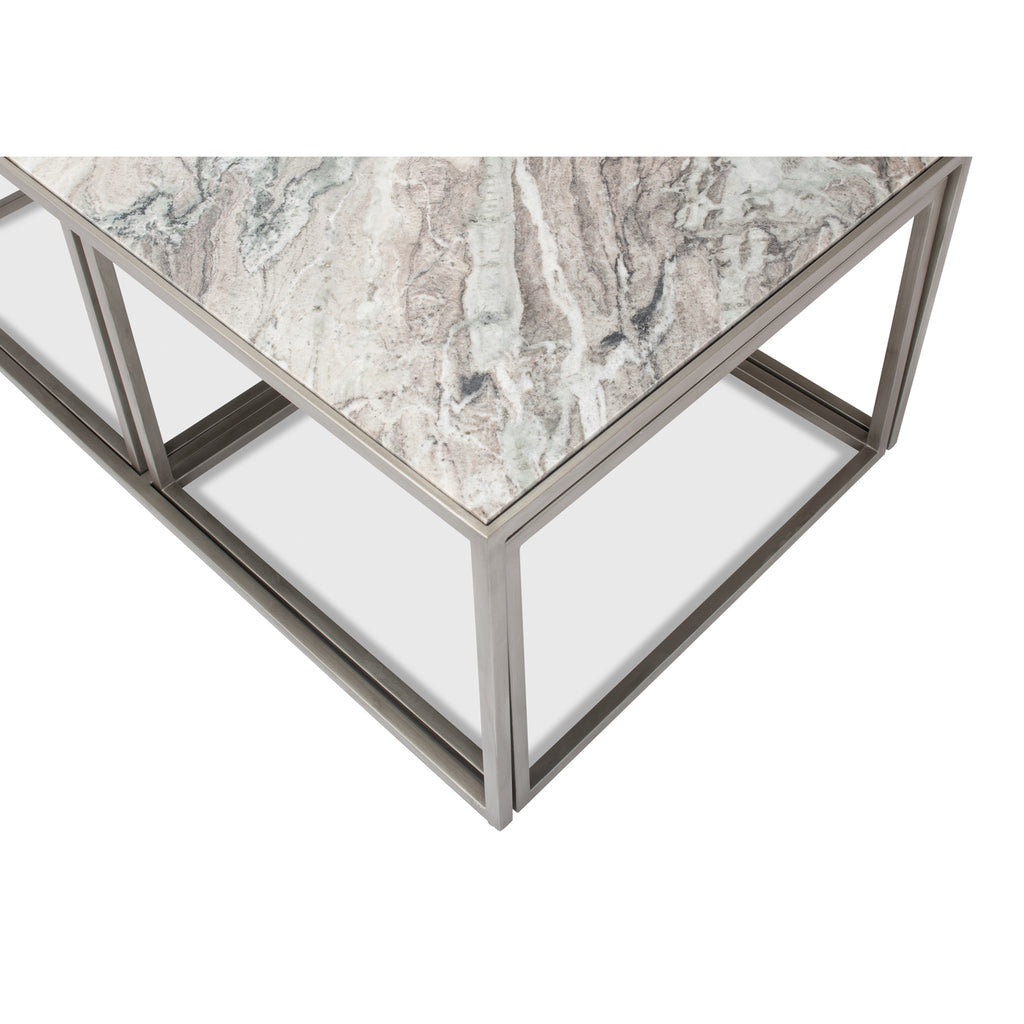 Set Of 3 Nesting Low Tables Marble Tops | Sarreid - 52871