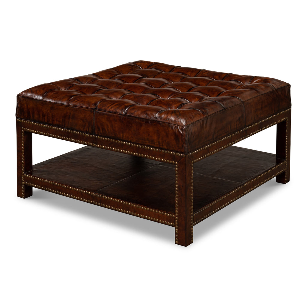 Vintage Tufted Ottoman | Sarreid Ltd - 53165