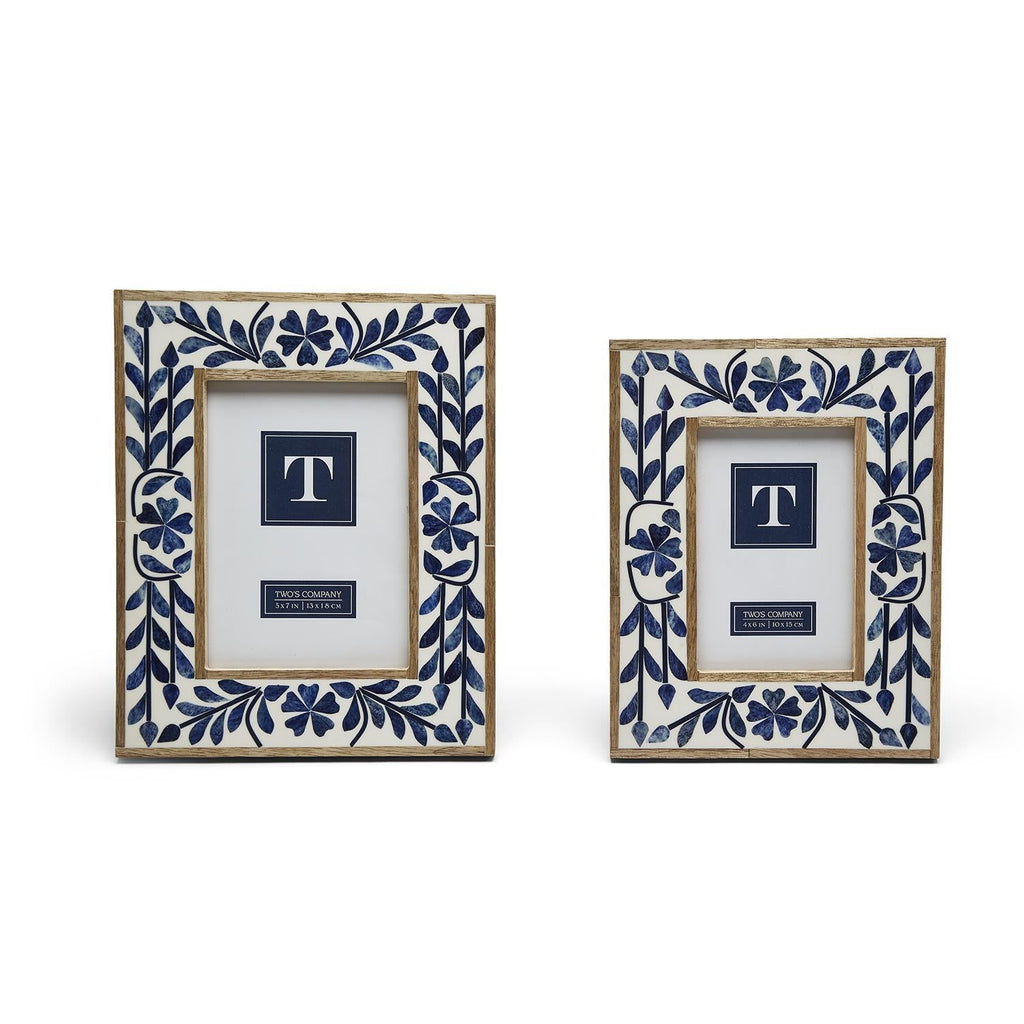 Two's Company S/2 Bone Inlay Photo Frames Includes 2 Sizes