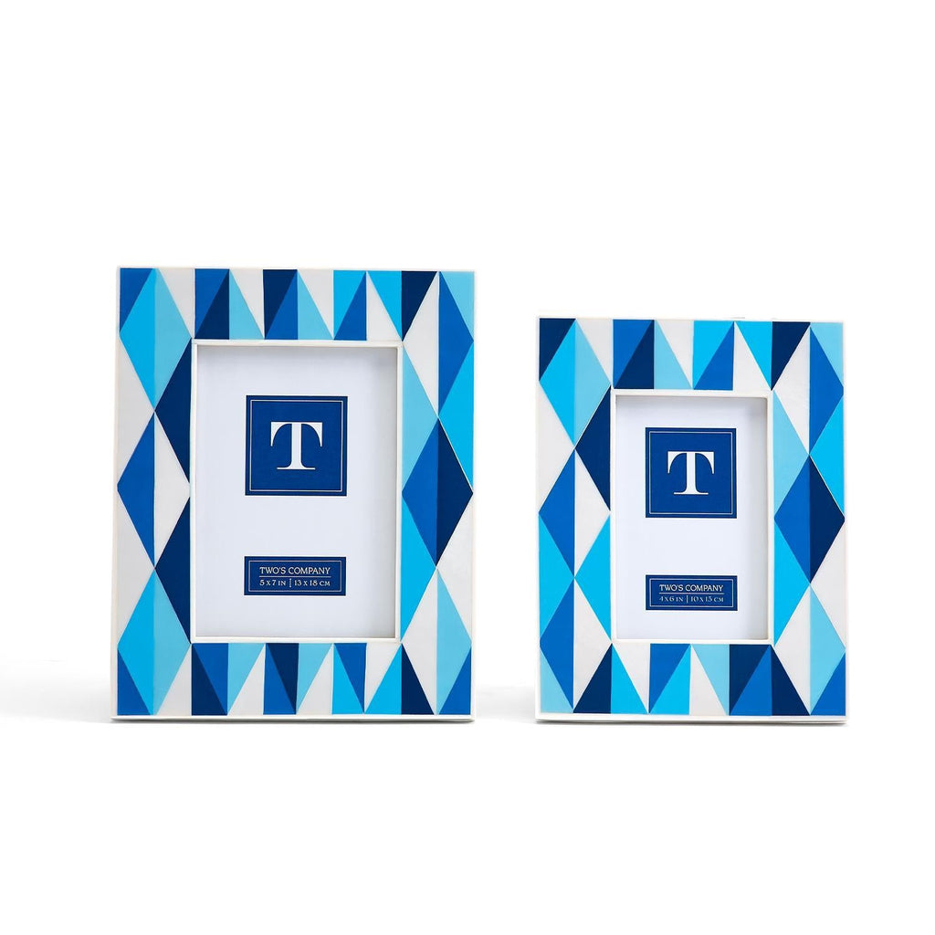 Two's Company Blue Diamonds S/2 Inlay Photo Frames