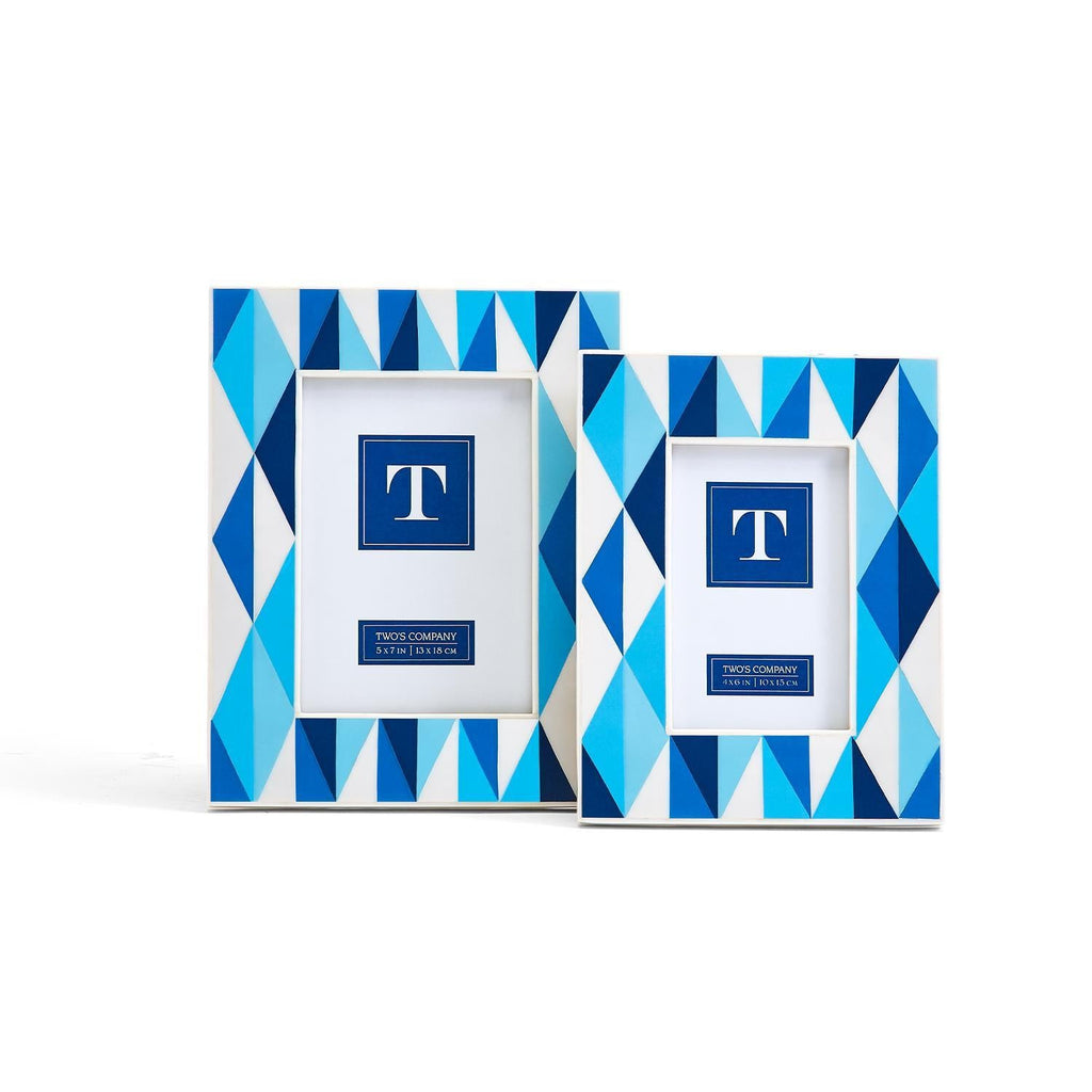 Two's Company Blue Diamonds S/2 Inlay Photo Frames