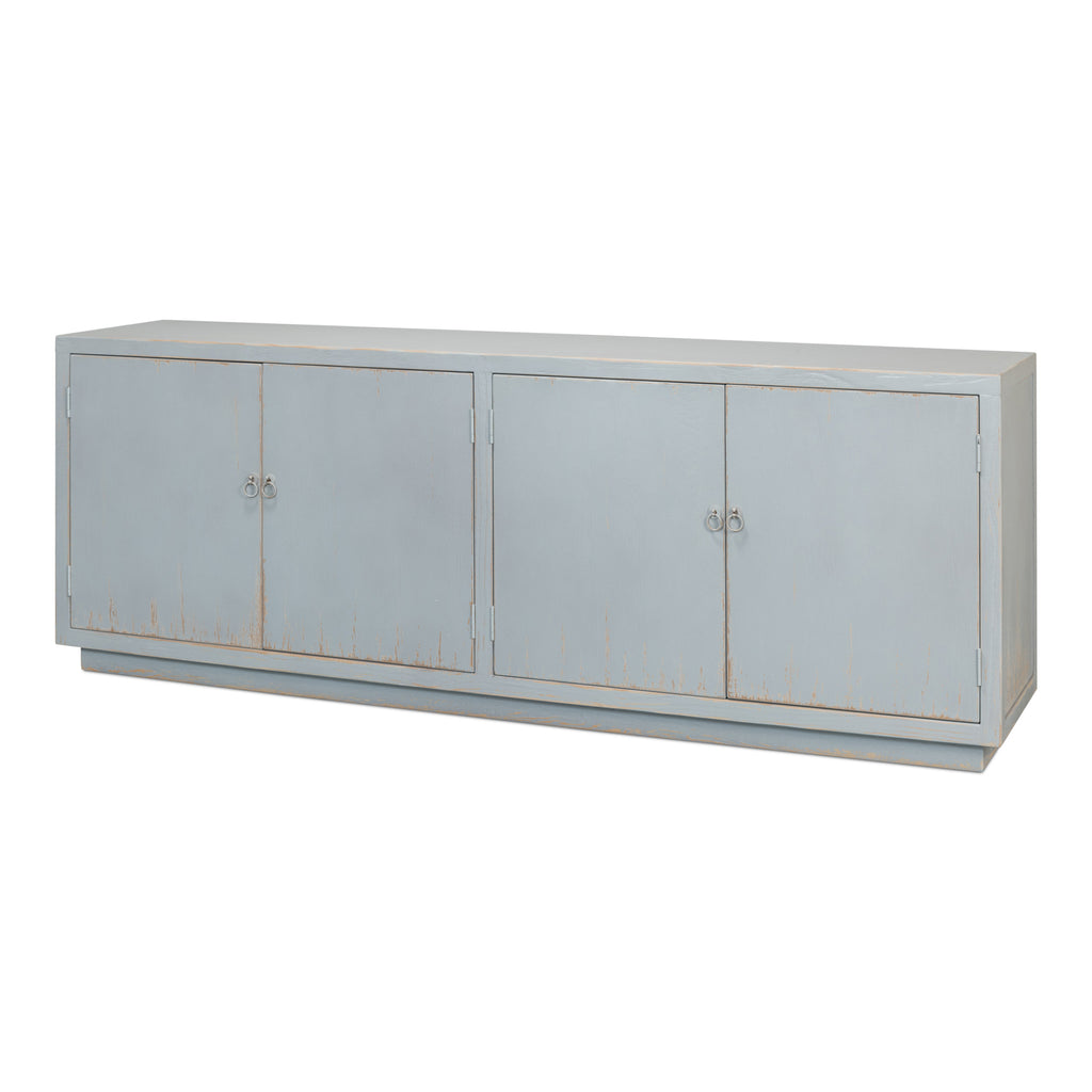 Peyto Four Door Sideboard Eros Blue | Sarreid - 53539