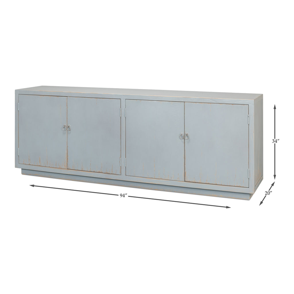 Peyto Four Door Sideboard Eros Blue | Sarreid - 53539