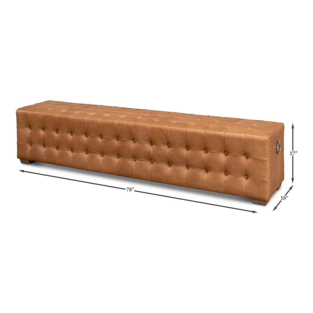 Beam Bench Tufted Leather | Sarreid - 53544