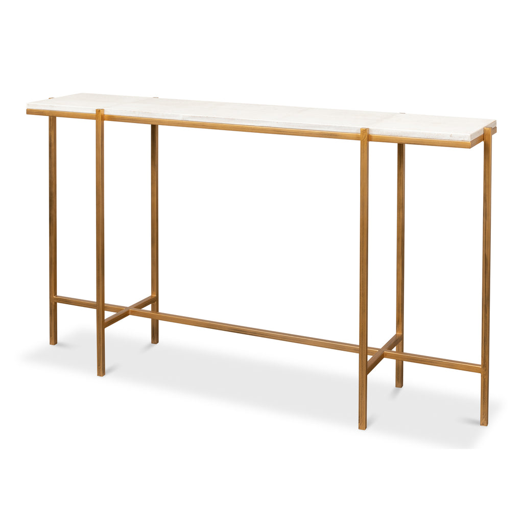 Shagreen Console Table Osprey White | Sarreid - 53566-4