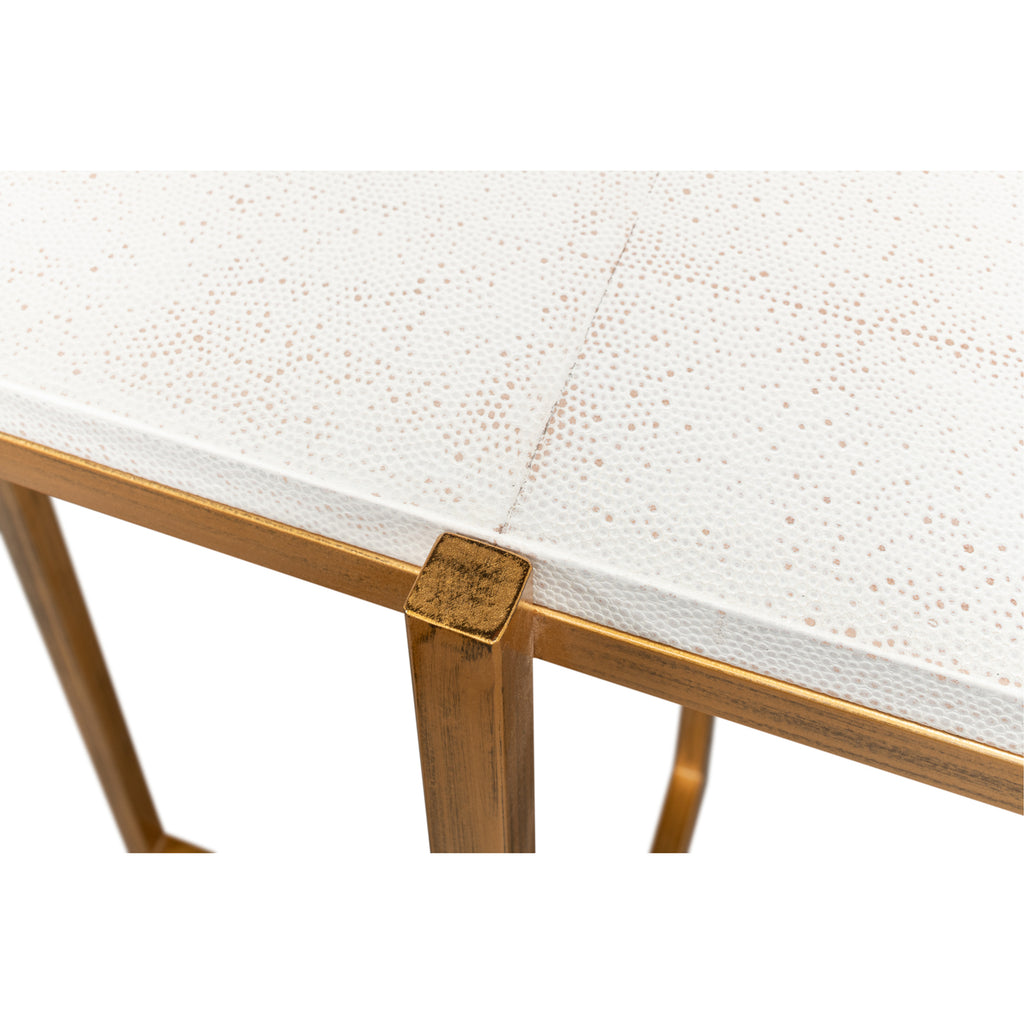 Shagreen Console Table Osprey White | Sarreid - 53566-4