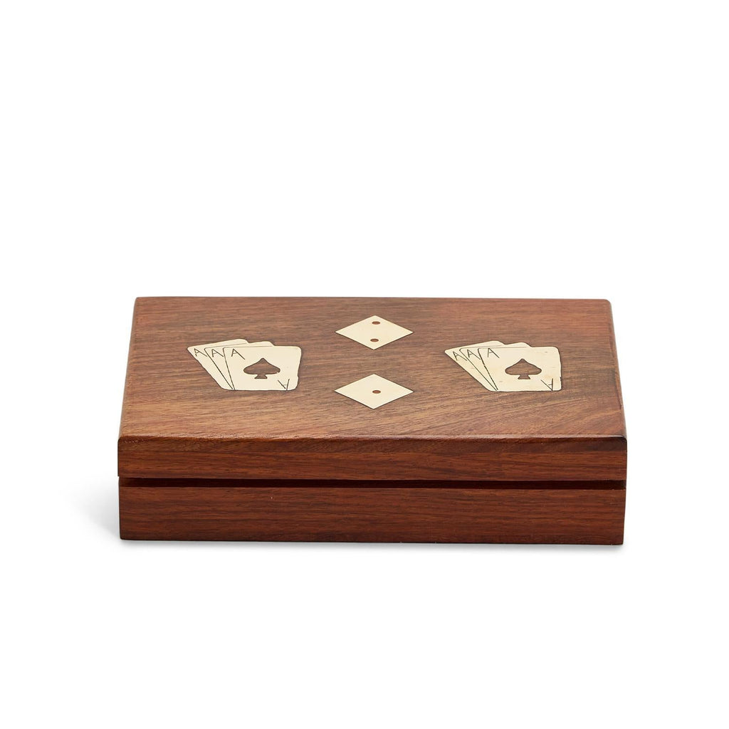 Two's Company Wood Crafted Playing Card/Dice Game Set