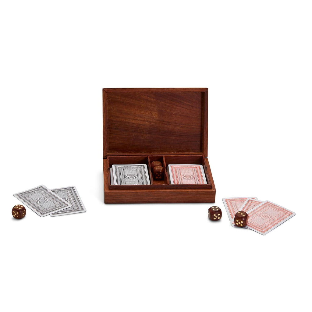 Two's Company Wood Crafted Playing Card/Dice Game Set