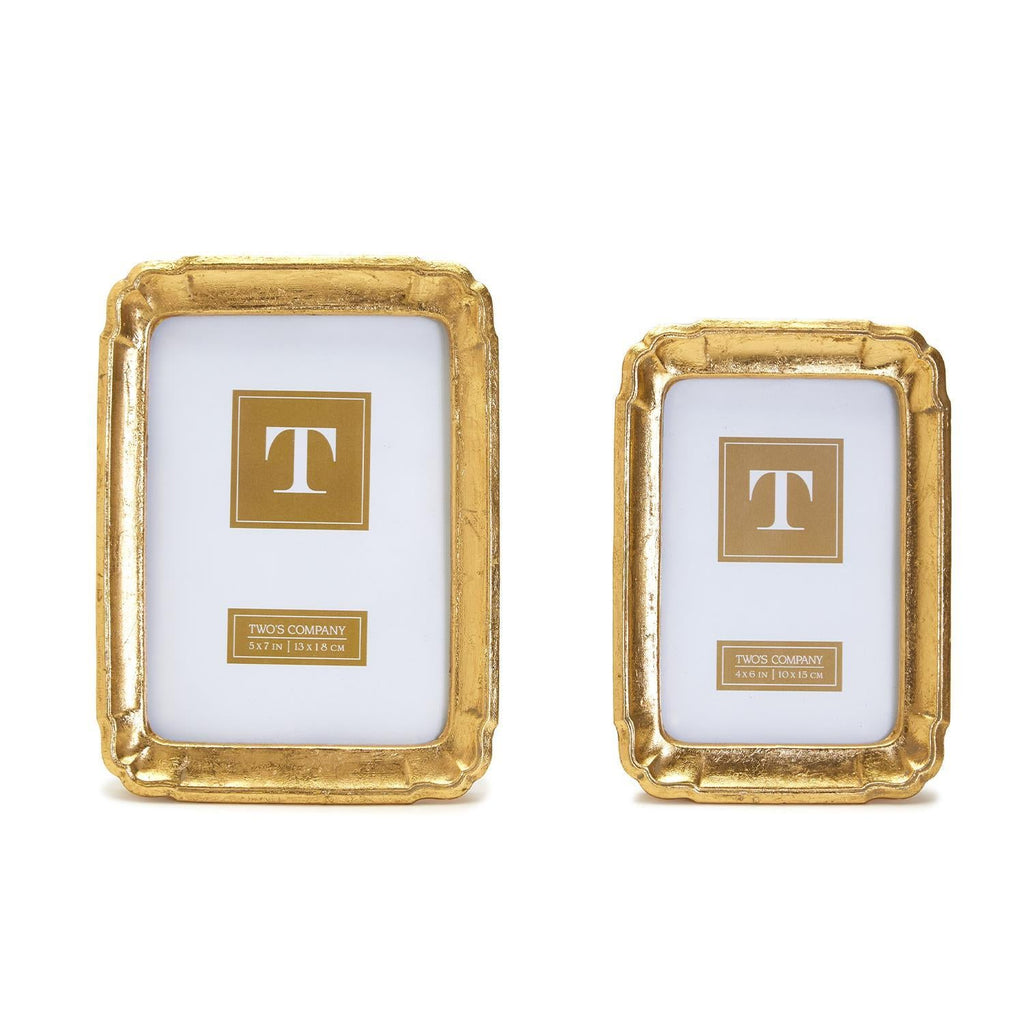 Two's Company S/2 Gold Leaf Photo Frames