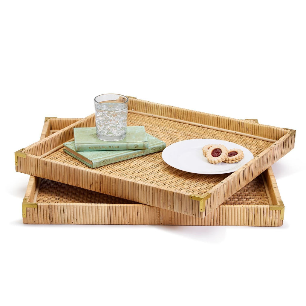 Two's Company S/3 Rattan Square Trays