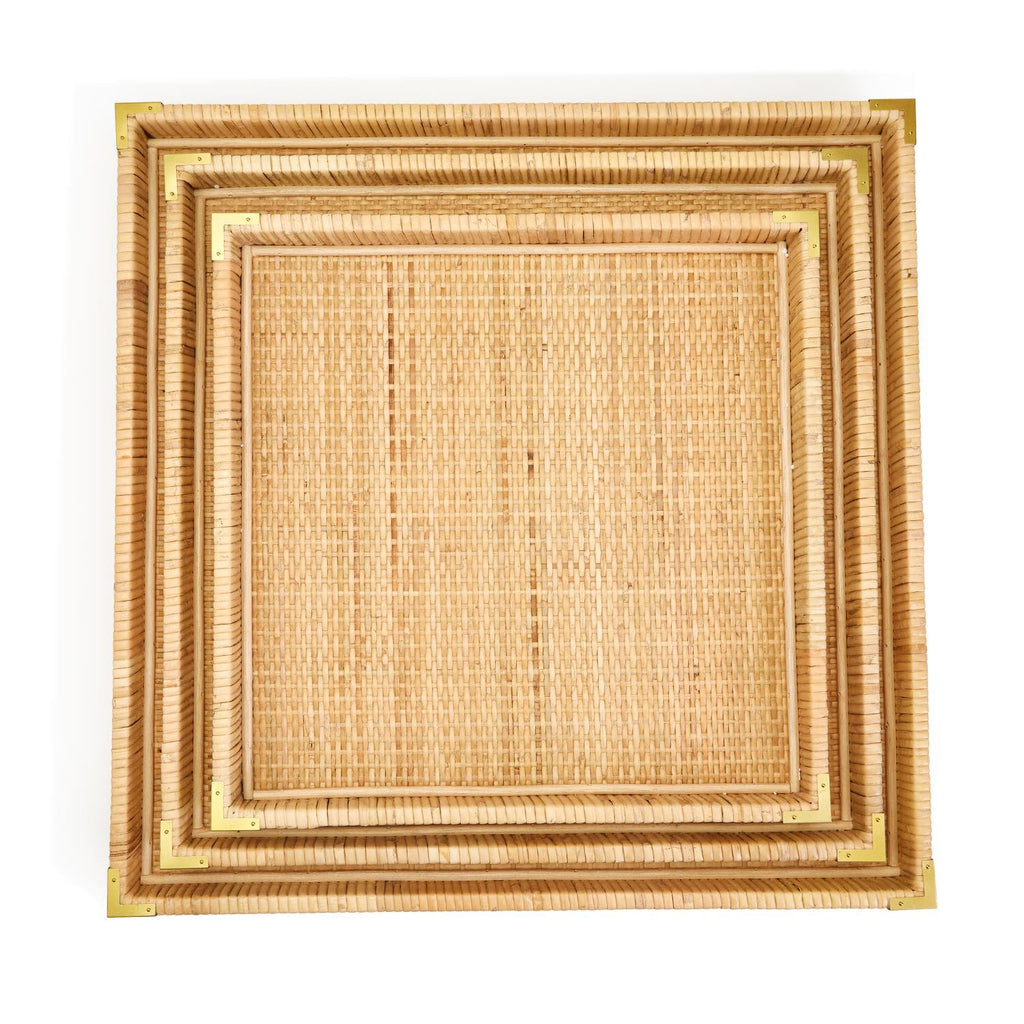 Two's Company S/3 Rattan Square Trays