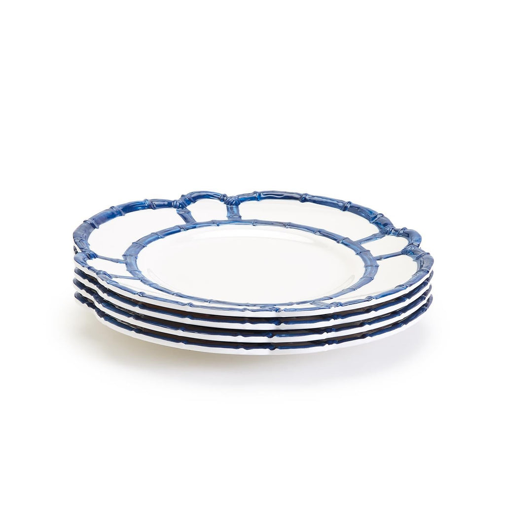 Two's Company S/4 Blue Bamboo Touch Dinner Plate