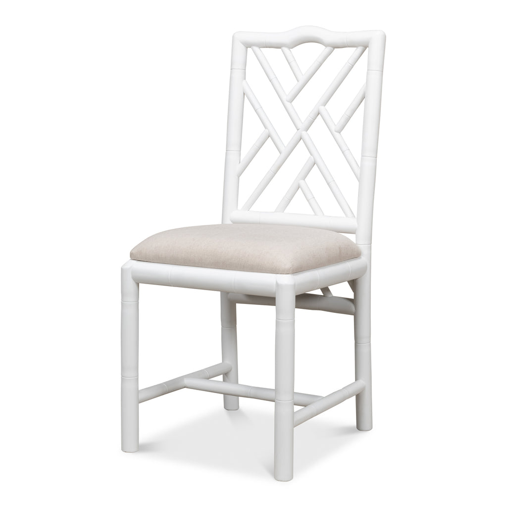 Brighton Bamboo Side Chair White | Sarreid Ltd - 53705