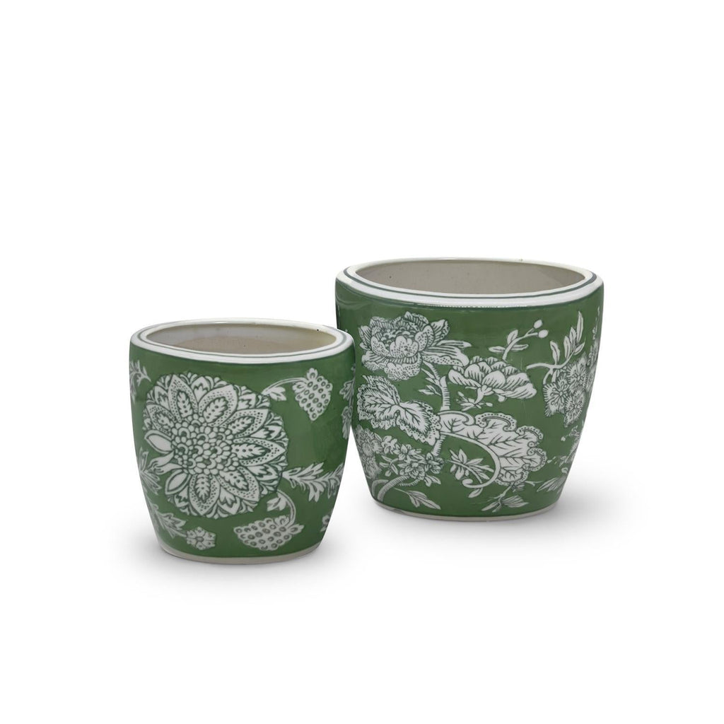 Two's Company Countryside S/2 Hand-Painted Cachepots / Planters