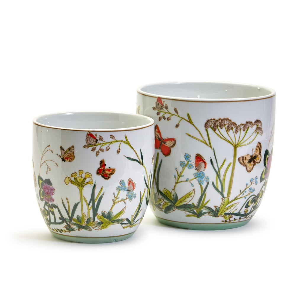 Two's Company Butterfly Garden S/2 Cachepots / Planters